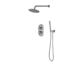 Inbouw Regendouche set Effeze RVS Rond 25 cm Hoofddouche muur Thermostaatkraan incl. handdouche
