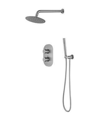 SANI-SUPPLY Inbouw Regendouche set Effeze RVS Rond 25 cm Hoofddouche muur Thermostaatkraan incl. handdouche
