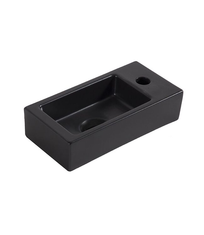 Fonteinset Toilet Rechts Zwart Quartz - Mini-Rhea 36x18x9 cm