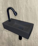 Fonteinset Toilet Rechts Zwart Quartz - Mini-Rhea 36x18x9 cm
