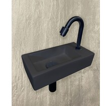 Fonteinset Toilet Rechts Zwart Quartz - Mini-Rhea 36x18x9 cm