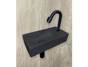 Wiesbaden Fonteinset Toilet Rechts Zwart Quartz - Mini-Rhea 36x18x9 cm