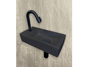 Wiesbaden Fonteinset Toilet Links Zwart Quartz - Mini-Rhea 36x18x9 cm