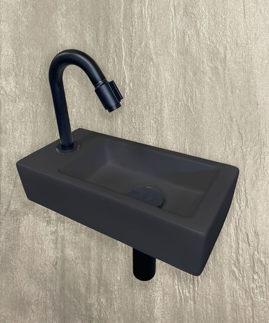 Fonteinset Toilet Links Zwart Quartz - Mini-Rhea 36x18x9 cm Fonteinset Toilet Links Zwart Quartz - Mini-Rhea 36x18x9 cm