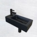 Fonteinset Toilet Links Zwart Keramiek - Mini-Rhea 36x18x9 cm