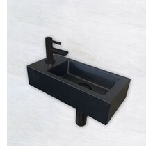 Fonteinset Toilet Links Zwart Keramiek - Mini-Rhea 36x18x9 cm