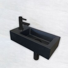 Wiesbaden Fonteinset Toilet Links Zwart Keramiek - Mini-Rhea 36x18x9 cm