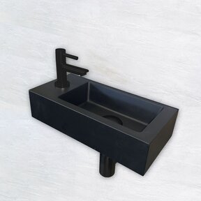 Wiesbaden Fonteinset Toilet Links Zwart Keramiek - Mini-Rhea 36x18x9 cm