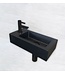 Fonteinset Toilet Links Zwart Keramiek - Mini-Rhea 36x18x9 cm