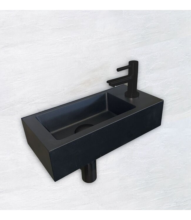 Fonteinset Toilet Links Zwart Keramiek - Mini-Rhea 36x18x9 cm