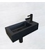 Fonteinset Toilet Links Zwart Keramiek - Mini-Rhea 36x18x9 cm