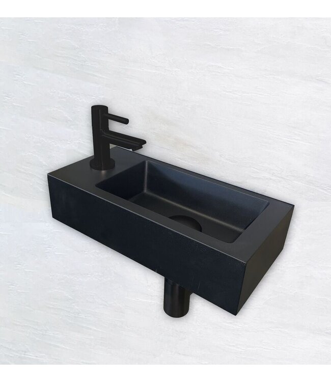 Fonteinset Toilet Rechts Zwart Keramiek - Mini-Rhea 36x18x9 cm