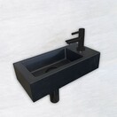 Fonteinset Toilet Rechts Zwart Keramiek - Mini-Rhea 36x18x9 cm