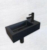 Fonteinset Toilet Rechts Zwart Keramiek - Mini-Rhea 36x18x9 cm