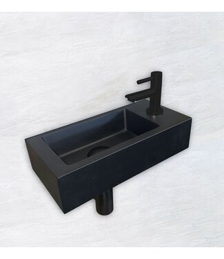 Wiesbaden Wiesbaden Fonteinset Toilet Rechts Zwart Keramiek - Mini-Rhea 36x18x9 cm