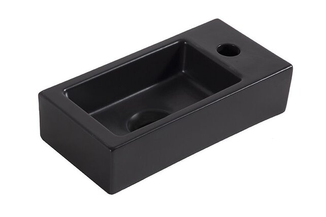 Fonteinset Toilet Rechts Zwart Keramiek - Mini-Rhea 36x18x9 cm