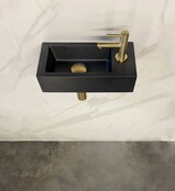 Fonteinset Toilet Rechts Zwart Quartz met Mat Goud - 36x18x9 cm - Mini-Rhea