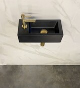 Fonteinset Toilet Links Zwart Quartz met Mat Goud - 36x18x9 cm - Mini-Rhea
