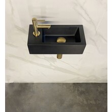 Wiesbaden Fonteinset Toilet Links Zwart Quartz met Mat Goud - 36x18x9 cm - Mini-Rhea