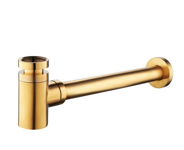 Fonteinset Toilet Links Carrara met Mat Goud - 36x18x9 cm - Mini-Rhea Marmerlook