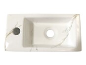 Fonteinset Toilet Links Carrara met Mat Goud - 36x18x9 cm - Mini-Rhea Marmerlook
