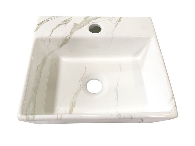 Fonteinset Toilet Leto Carrara met Mat Goud - 33x29x11 cm - Marmerlook Fonteinset Toilet Leto Carrara met Mat Goud - 33x29x11 cm - Marmerlook