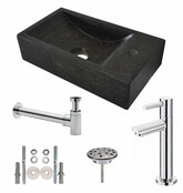 Fonteinset Toilet Hardsteen Rechts 40x22x10 cm Chroom