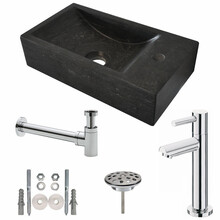 Wiesbaden Fonteinset Toilet Hardsteen Rechts 40x22x10 cm Chroom