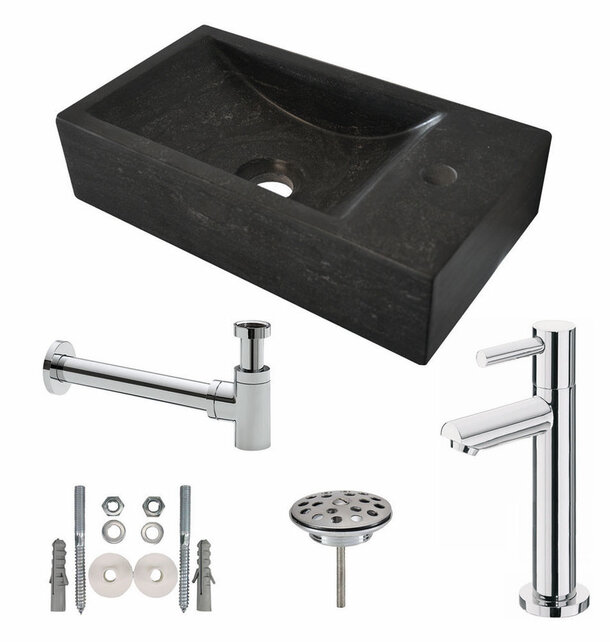 Fonteinset Toilet Hardsteen Links 40x22x10 cm Chroom Fonteinset Toilet Hardsteen Links 40x22x10 cm Chroom