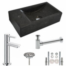 Fonteinset Toilet Hardsteen Links 40x22x10 cm Chroom