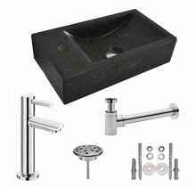 Fonteinset Toilet Hardsteen Links 40x22x10 cm Chroom