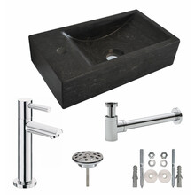 Wiesbaden Fonteinset Toilet Hardsteen Links 40x22x10 cm Chroom