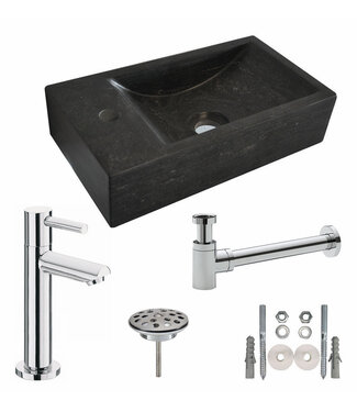 Wiesbaden Wiesbaden Fonteinset Toilet Hardsteen Links 40x22x10 cm Chroom