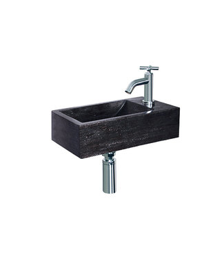 Wiesbaden Wiesbaden Fonteinset Toilet Hardstenen Matera fonteinset rechts Chroom 40x23x10 cm