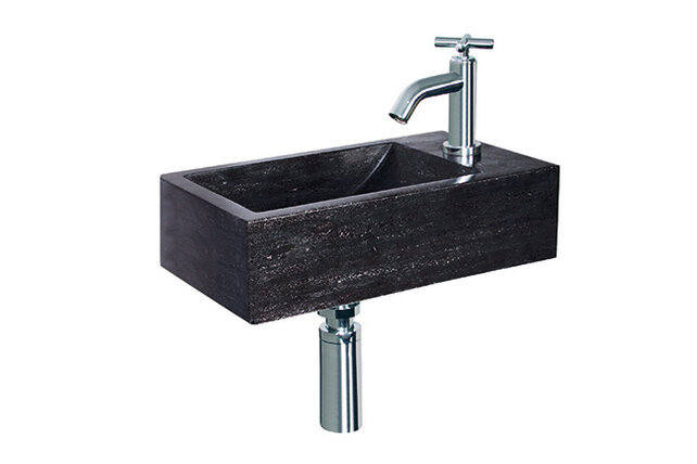 Fonteinset Toilet Hardstenen Matera fonteinset rechts Chroom 40x23x10 cm