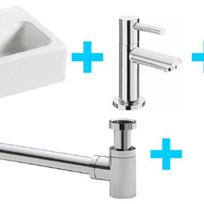 Wiesbaden Fonteinset Toilet Leto fontein + Amador toiletkraan chroom 33x29x11cm