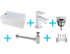 Wiesbaden Fonteinset Toilet Rhea XXS Links + Rombo kraan Chroom