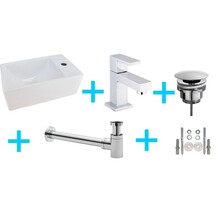 Fonteinset Toilet Rhea XXS Rechts + Rombo kraan Chroom