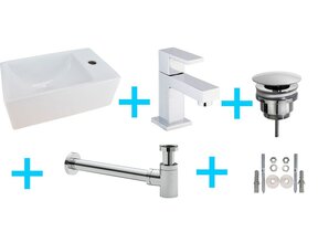 Wiesbaden Fonteinset Toilet Rhea XXS Rechts + Rombo kraan Chroom