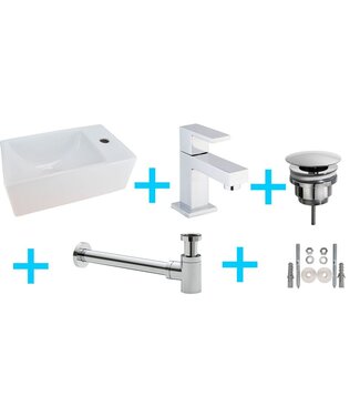 Wiesbaden Wiesbaden Fonteinset Toilet Rhea XXS Rechts + Rombo kraan Chroom