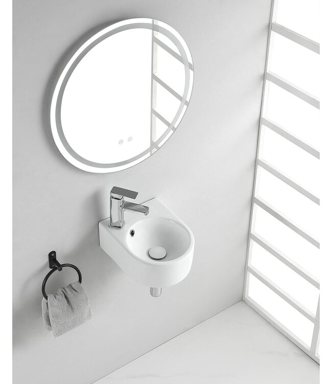 Wiesbaden Toilet fontein Erato Wit Rond met kraangat 34x27x12 cm