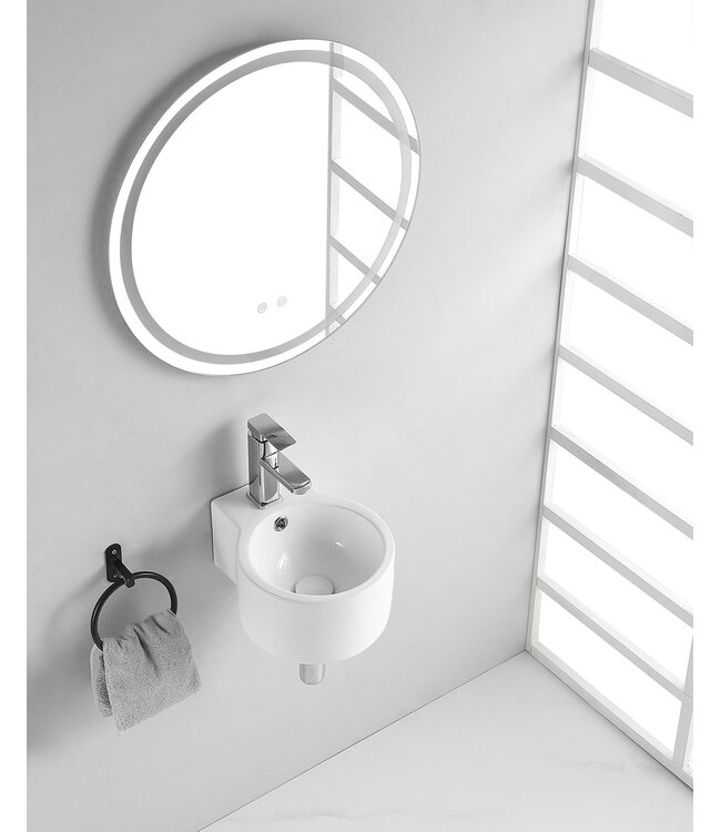 Wiesbaden Toilet fontein Kronos Wit Rond met kraangat 32x27x16 cm