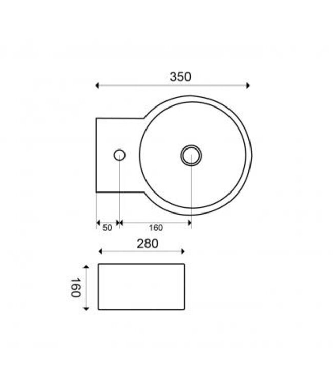 Wiesbaden Toilet fontein Kronos Wit Rond met kraangat 32x27x16 cm