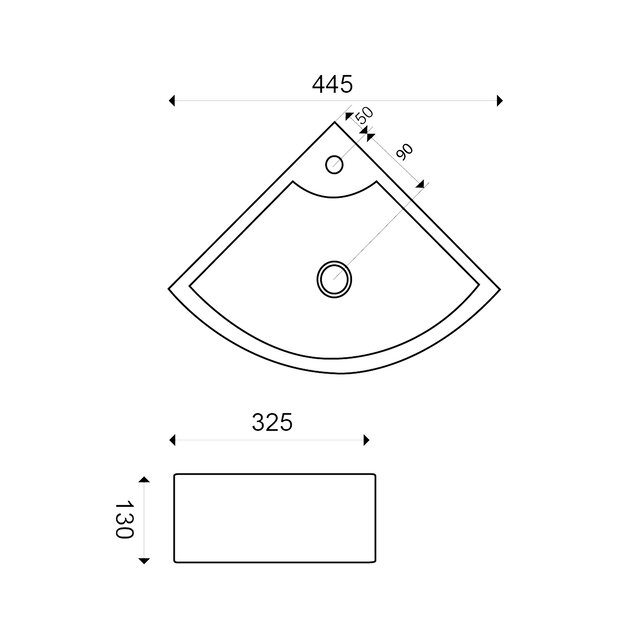 Toilet fontein Pallas hoekfontein Wit 44x32x13 cm keramiek