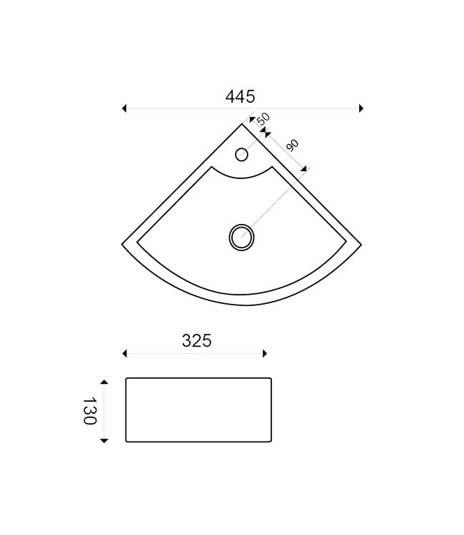 Toilet fontein Pallas hoekfontein Wit 44x32x13 cm keramiek