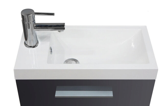 Wc kastje + wastafel Emma hoogglans grijs 50x25x50 cm