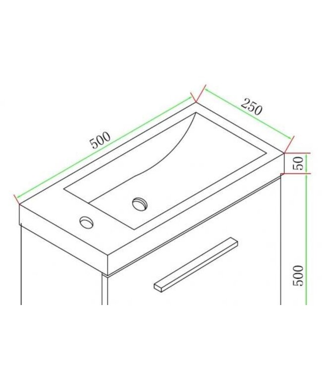 Wiesbaden Wc kastje + wastafel Emma houtnerf grijs 50x25x50 cm