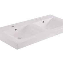 Wiesbaden Tigris wastafel glans wit 120x46x8 cm dubbel met kraangaten kunstmarmer