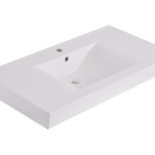 Wiesbaden Tigris wastafel glans wit 100x46x8 cm met kraangaten kunstmarmer