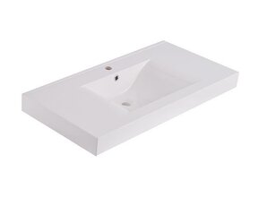 Wiesbaden Tigris wastafel glans wit 100x46x8 cm met kraangaten kunstmarmer